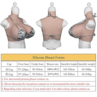 XSWL Pettorale in Silicone H/K Cup Forme del Seno realistiche morbide Grandi Tette finte Enhancer per Crossdresser Transgender Drag Queen,Ivory White,K Cup Cotton