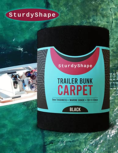 Sturdyshape Premium Boat Trailer Bunk Carpet Kit -The Marine Carpet Is 13Ftx12In 23Oz- Boat Bunk Board Carpet - Boat Bunk Carpet, Jet Ski Bunk/Boat Trailer Carpet (12Inch X 13Feet, Black, 1) #TOP5