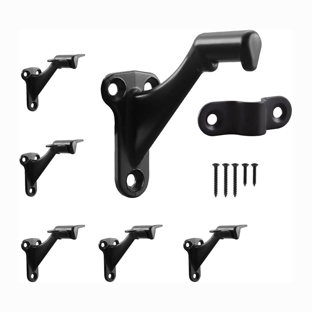Jnchdghwa Heavy Duty Support Hardware for Stairways-6pcs Handrail Stair Brackets with Screws, Staircase Hand Rail Bracket