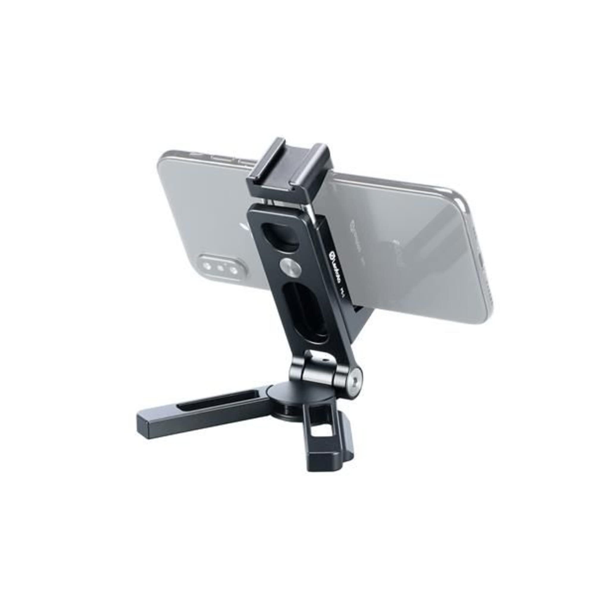 LEOFOTO PS-2 Phone Holder, Cell Phone Stand, Adjustable Angle, Compact and Portable, 1/4" Screw Thread, Arca Compatible (Black)