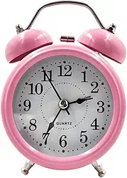 Relógio Despertador Bem Alto Modelo Antigo 2 Sinos Metal Vintage(Rosa)