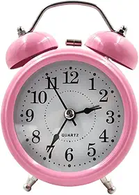 Relógio Despertador Bem Alto Modelo Antigo 2 Sinos Metal Vintage(Rosa)