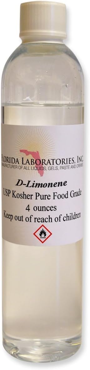 Florida Laboratories, Inc. D-Limonene 100% Food Grade Citrus Solvent 4oz Dlimonene Orange Oil