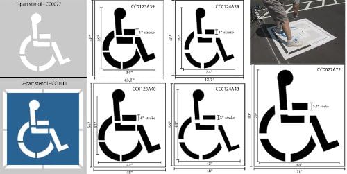 Handicap Parking Stencil | 24 inch (1 Part Stencil) | 60 mil Standard Grade | for Parking Lot and Parking Space Pavement