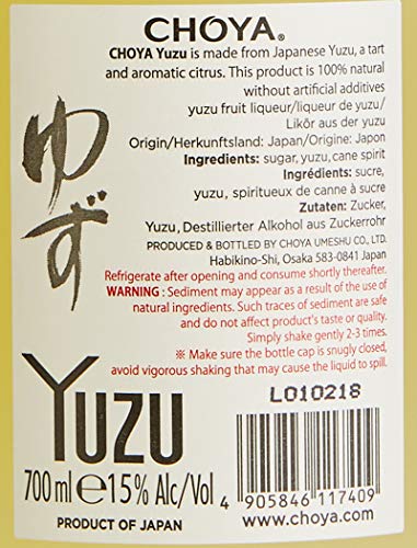 Choya Yuzu (japanischer Fruchtlikör, alkoholhaltiges Getränk aus Japan, Yuzu Frucht, 15% vol.) 1er Pack (1 x 0,7 l) - Image 5