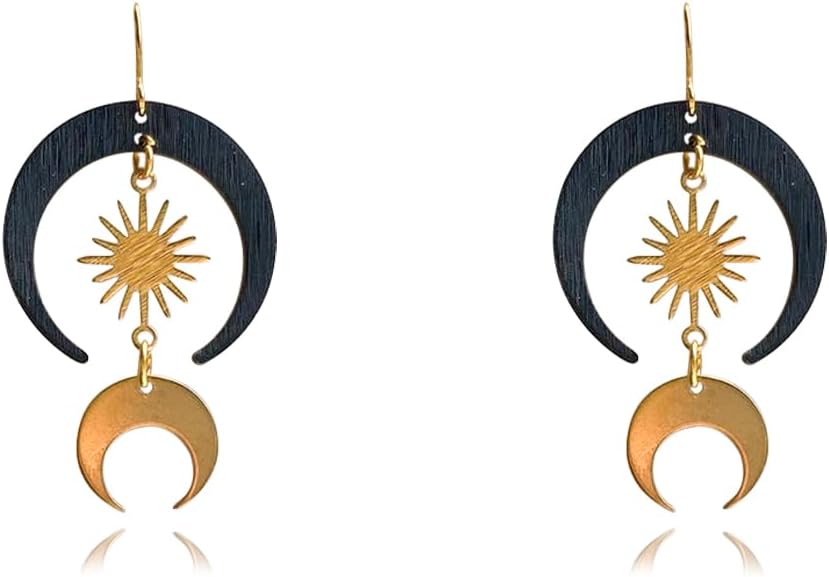 Gothic Sun and Moon Earrings for Women Moon Earrings Celestial Earrings Witchy Earring for Women
