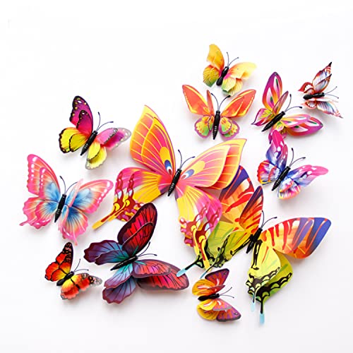 Image of JAAMSO Royals Multi 3D Magnet Butterfly Stickers for Wall, Butterfly Decoration Items, Butterfly Stickers, Butterfly Wall Decor, Butterflies, Butterflies for Wall Decoration (Set of 12)
