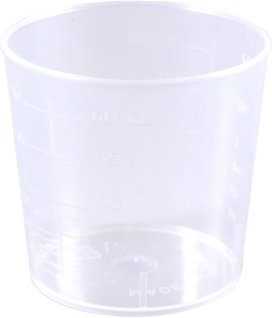 Healifty 10pcs Plastic Medicine Cups with Measurements 60ML Graduated Measuring Beakers