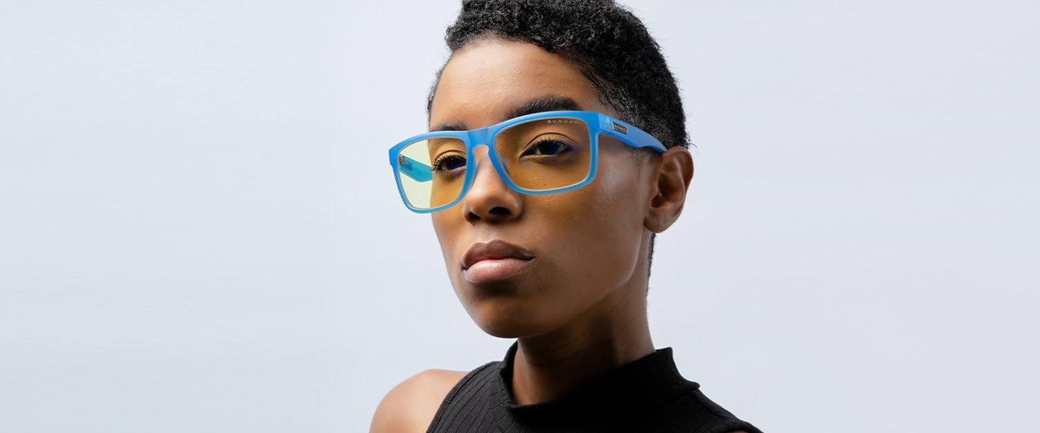 Gunnar Gaming- und Computerbrille - Intercept, Pop Cobalt Rahmen, Amber Linsen - Blaulichtfilter Brille, Premium Blaufilter, UV-Schutz,
