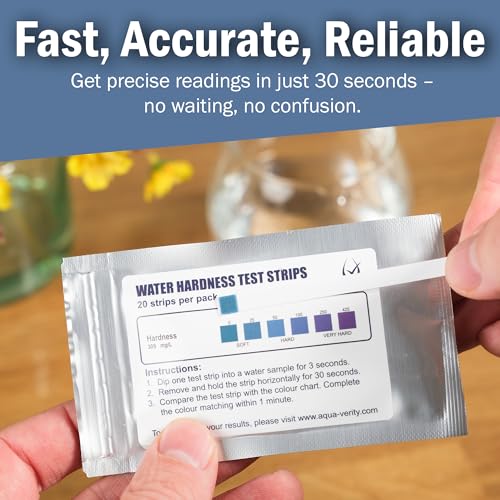 AQUAVERITY Water Hardness Test Strips – Pack of 20 – Fast & Accurate Results in 30 Seconds – Hardness Water Testing Kit – Ideal for Tap, Aquariums, Pools, Hot Tubs, and Appliances - Image 3