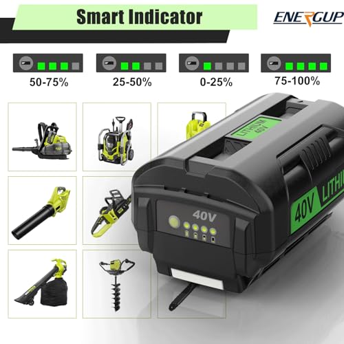 energup 2Pack 40Volt 6.5Ah Replacement for Ryobi 40V Battery and Charger Kit, for Ryobi 40V Lithium Battery OP4026 OP40601 OP4050A OP4040 OP4030 OP4050 + OP401 Ryobi 40V Charger