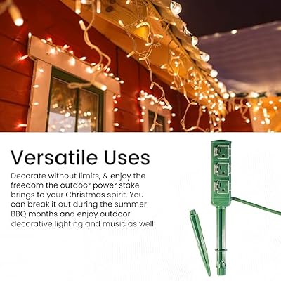 Go Green Power GoGreen Power 18/2 18-ft 3-Outlet Outdoor Power Stake, Green (GG-36004)