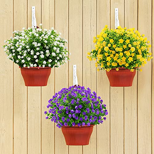 Greenrain 6 Bundles Artificial Flowers Outdoor Fake Flowers For Decoration Uv Resistant No Fade Faux Plastic Plants Garden Porch Window Box Décor (Yellow) #TOP2