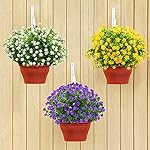 GREENRAIN Artificial Flowers Outdoor Fake Flowers for Decoration UV Resistant No Fade Faux Plastic Plants Garden Porch Window Box Décor (6 Bundles, 2#Yellow) - Image 3