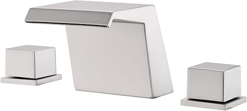 LIWEIKE Juego de grifos de bañera romana de montaje en cubierta, níquel cepillado con 2 manijas para grifo de bañera de cascada de 3 agujeros