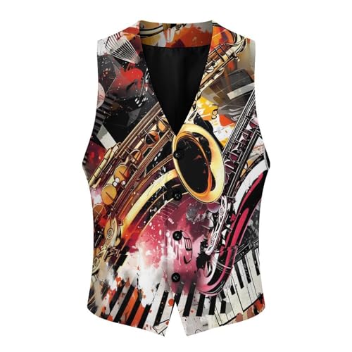 Musical Instruments Jam Session Novelty Men's Suit Vest Casual Formal Dress Vests Business Waistcoat3