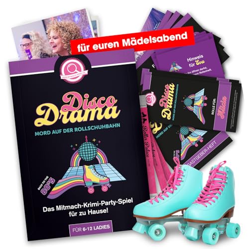 Stadtkrimis Exit Escape Stadtführung Disco Drama – Mord auf der Rollschuhbahn, Krimidinner für Frauen – für 6 – 12 Personen, für Mädchenabend, Frauen Abend, Weiberabend – Geburtstag, JGA, Teamevent, Feier, Party, Überraschung