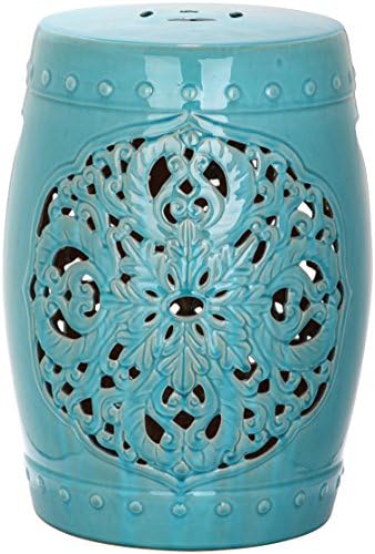 Safavieh Flora Glazed Ceramic Decorative Garden Stool, Blue