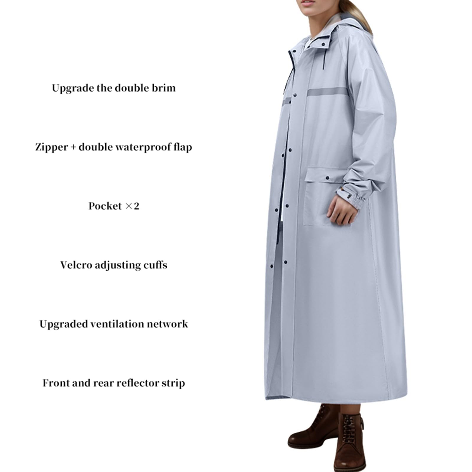 Poncho antipioggia da uomo, impermeabile, a 2 strati, Oxford, con cappuccio