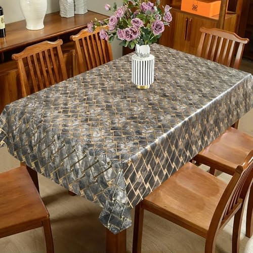 Image of Dakshya Industries PVC Waterproof Withoutlace Dining Table Cover (Size - 54X78 Inch) Rectangle 6 Seater Heat Rasistant, Singha A1
