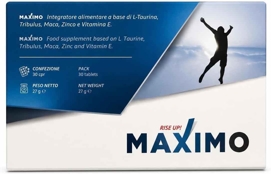 MAXIMO RiseUp Integratore Uomo Maca Tribulus Taurina Zinco Vitamina E