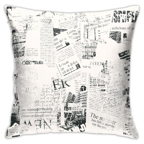 Newspaper Throw Pillow Cover 18x18