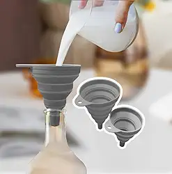 Conjunto de funil de cozinha, pacote com 2, pequeno e grande, acessórios de utensílios de cozinha, funis dobráveis de silicone dobráveis para enchimento de garrafas de água, transferência de líquidos