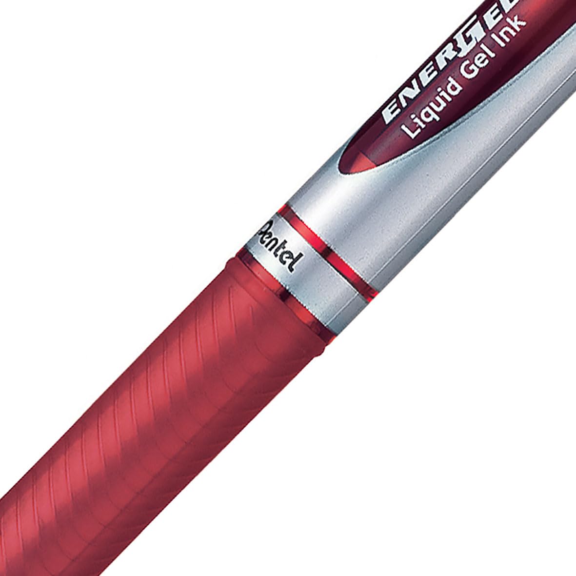 Stylo Bille Energel Rétractable Pentel - Pointe 0.35 Mm, Couleur Bordeaux - Prise En Main Caoutchouc, Rechargeable - 5
