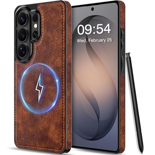 LOHASIC for Samsung Galaxy S26 Ultra Case, Compatible with MagSafe, Premium Leather Luxury Slim PU Non-Slip Grip Shockproof Protective Cover Magnetic Phone Case for Samsung S26 Ultra 6.9" 2026 - Brown by LOHASIC - Used condition - US$6.94