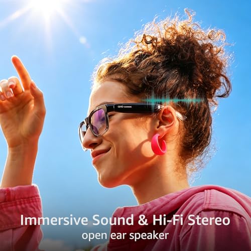 Image of OHO Smart AI Glasses with Bluetooth Audio, Hands-Free Calling, High-Impact 2.0mm Photochromic Blue Light Blocking PC Lenses, Sweat Resistant