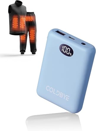 ColdBye 7.4V Battery Pack for Heated Vest, Mobile Warming Battery 10000mAh for Heated Clothing with LED Display Compatible with Major Heated Clothing Brands
