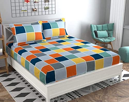 Image of Glace Cotton Double Bedsheets Combo Pack of 2 Double Bedsheets with 4 Pillow Covers Size- 90 x 90 inch, Color- Multicolor (Model no.-885)