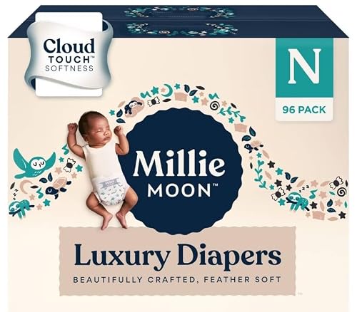 Millie_Moon Luxury_Diapers, New Born, 96 Count, (Pack of 1)