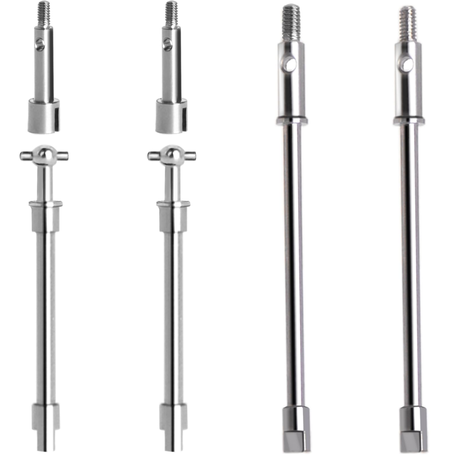 Axle Drive Shaft Front Rear CVD Set Steel Dogbone Axle Shaft for SCX24 Gladiator JLU Bronco C10 Deadbolt Plastic Axles Replacement(Front Rear)