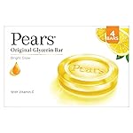 Pears Original Glycerin Soap Bar – Bright Glow | With 98% Pure Glycerin & Vitamin C | With Plant Based Cleanser for Skin & Body | Paraben-free | 125gms x 4