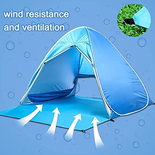 Pop Up Beach Tent Shade Sun Shelter Upf 50+ Canopy Cabana 2-3 Person For Adults Baby Kids Outdoor Activities Camping Fishing Hiking Picnic Touring (Blue) #TOP2