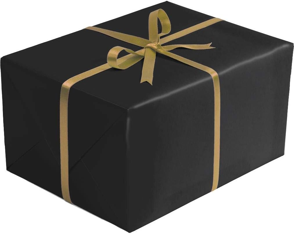 Jillson Roberts Gift Wrapping Paper, 2-Sided Kraft Black & Gold (8 Rolls 5ft x 30in)