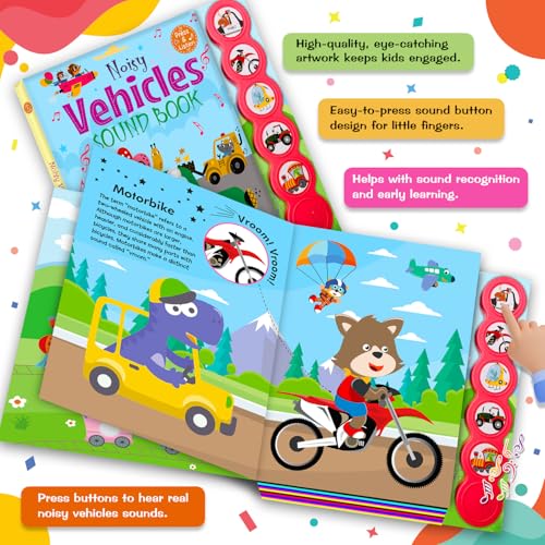 Image of Noisy Vehicles Sound Book, Press & Listen, Interactive Children's Book with Sound Buttons