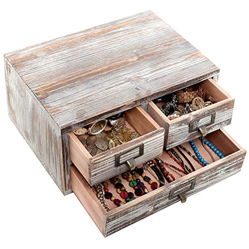 MyGift Torched Wood Desktop Storage Cabinet with 3 Drawers, Small Wooden Box Organizer for Office Supplies, Sewing Kits and Accessories - Image 4