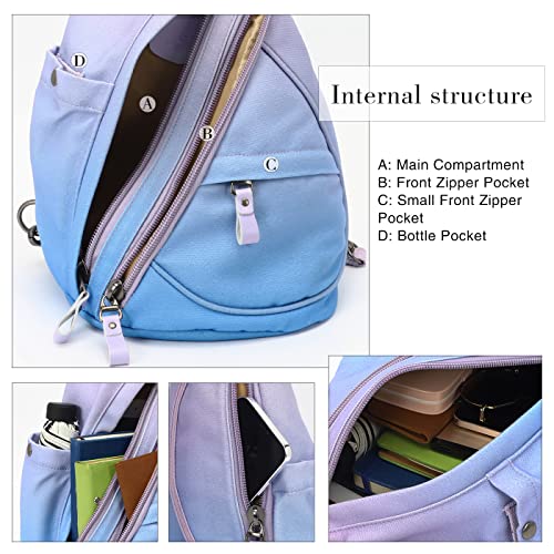 Canvas Sling Bag - Small Crossbody Backpack Shoulder Casual Daypack Rucksack for Men Women Outdoor Cycling Hiking Travel