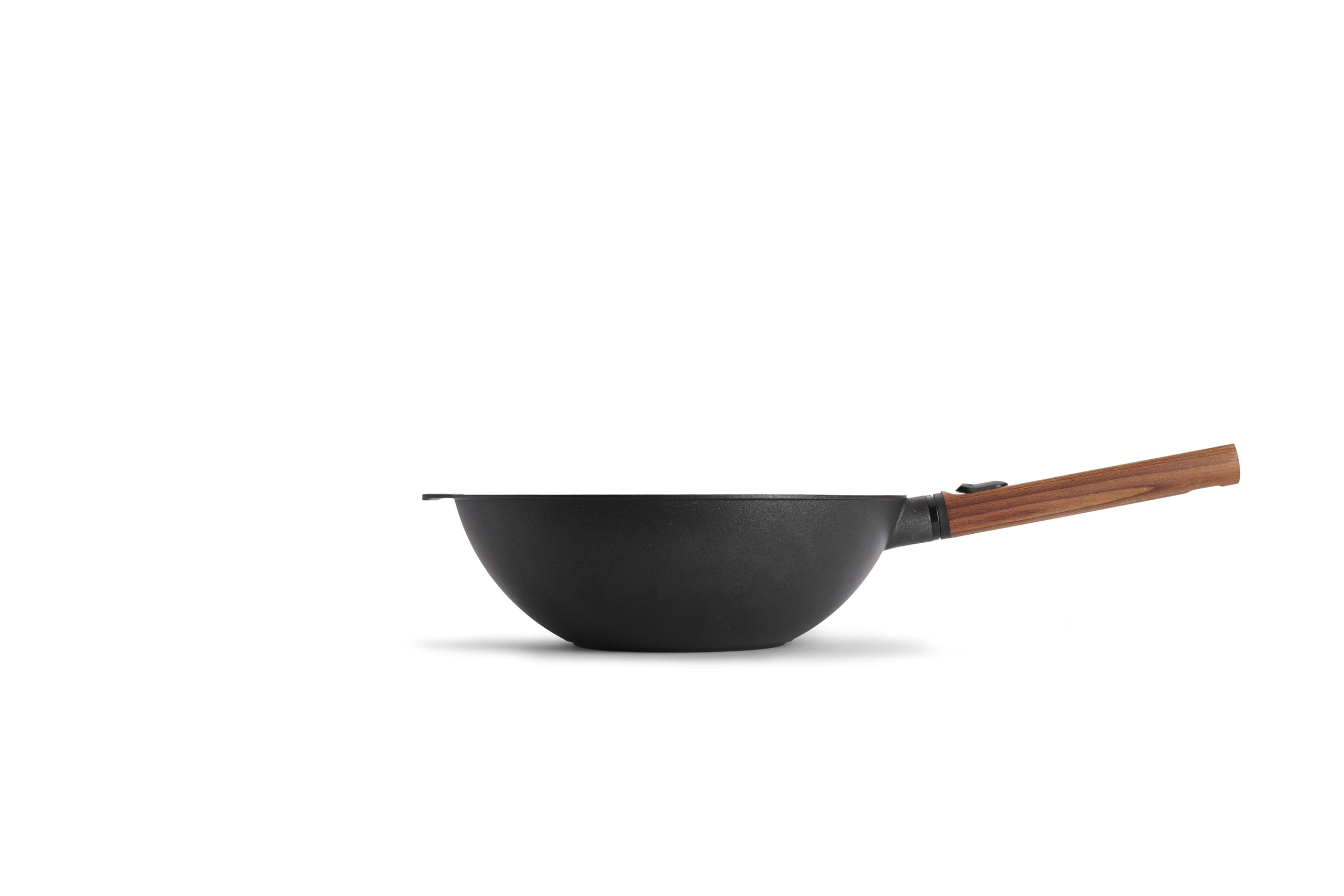 Woll Eco Logic QXR Wok- und Rührpfanne und Rührpfanne - Induktiv -, Ø 30 cm, 10 cm hoch, mit abnehmbarem nachhaltigem Holzstiel - Geeignet für alle Herdarten, PFAS-frei, Antihaft-Versiegelung