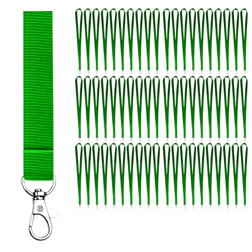 20 Cordons Tour de Cou Porte Badge à Mousqueton, Lanyards Verts 46 x 2 cm