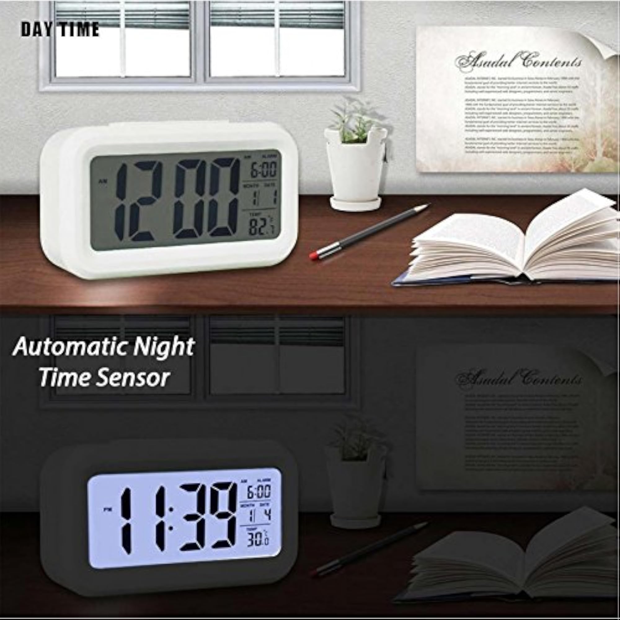 Large Display Clock with Backlight for Wall/Table