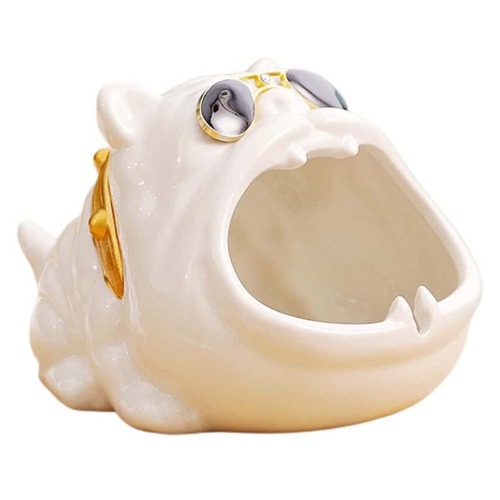 RocDaiBully Dog Cigarette Ashtray Ceramics Windproof Ashtray Fancy Cigarette Ashtray for Outdoor Patio Home Office