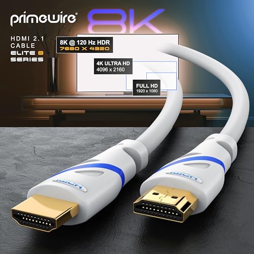 CSL - 8k / 4k HDMI Cable 2.1/2.0 10m - 8K @ 60Hz - 4K @ 120Hz - 48 Gbit/s - 3D - Ultra High Speed with Ethernet - TV Blu-ray PS5 Xbox Series X Switch - white - 10 metres - Image 5