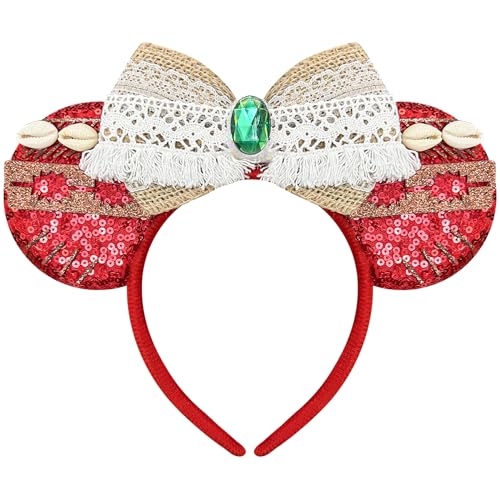 Bmobuo Mouse Ears Headband - Red Ocean Headband for Women Cosplay Headwear for Princess Hawaii Birthday Party
