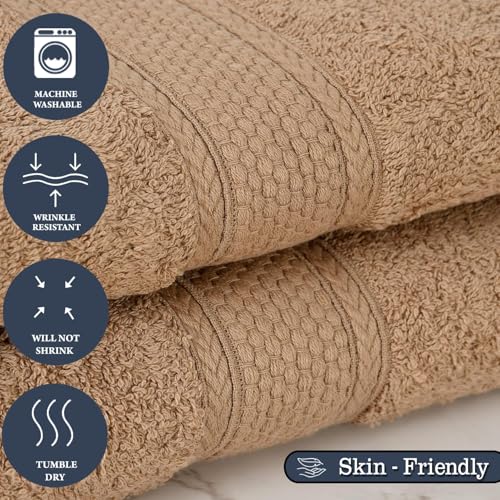Image of FRESH FROM LOOM 500 GSM Premium Quick Dry Towels for Bath | 100% Pure Cotton | Skin Friendly for Men & Women | High Water Absorber Soft & Ultra-Hypoallergenic | (70 x 140 CM | British Tan) - 2pc