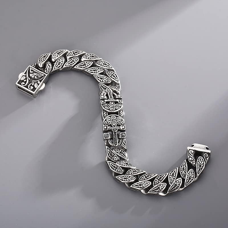Mens Cross Stainless Steel Bracelet Vintage Retro Punk Cross Bracelet for Men, 8.66" Gothic Jewelry with Polished Engraved Design Men's link for Men - Image 8