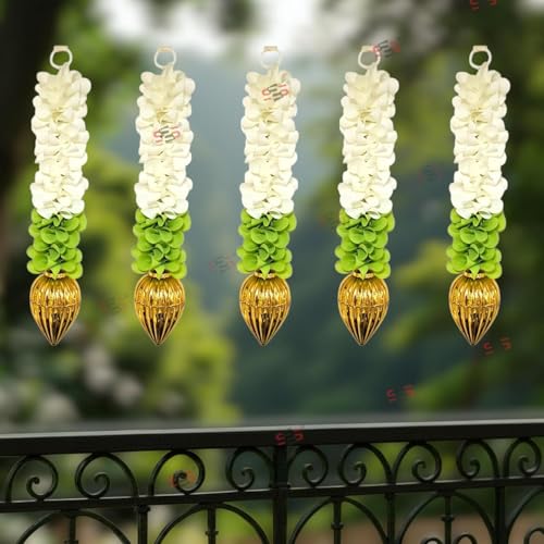 Image of S2S Fabric Hangings with Golden Lotus-6 Pcs-Small- 10 INCH | Floral Wall Hangings, Temple-Decoration Items, Backdrop for Pooja Decorative, Varalakshmi Vratam Decor | Varamahalaxmi Decor Item