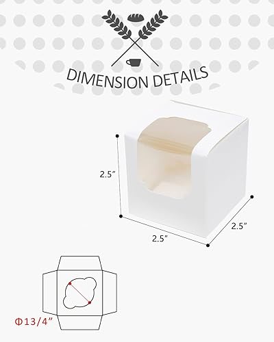 Miniatura 9 de qiqee Paquete de 60 cajas para magdalenas autoemergentes individuales para cupcakes, color blanco, 3.5 x 3.5 x 3.5 pulgadas, cajas individuales para